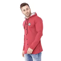 Trendy Maroon Cotton Blend Solid Hoodies For Men-thumb2