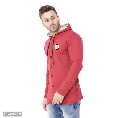 Trendy Maroon Cotton Blend Solid Hoodies For Men-thumb3