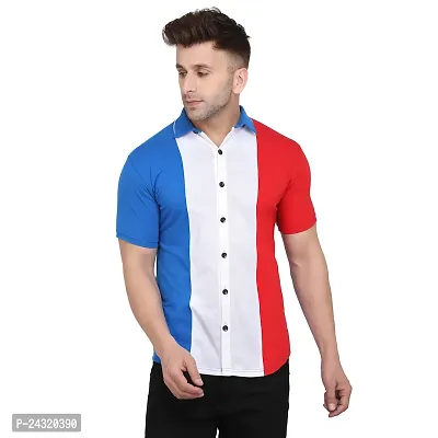 Stylish Multicoloured Cotton Blend Short Sleeves Regular Fit Casual Shirt For Men-thumb0