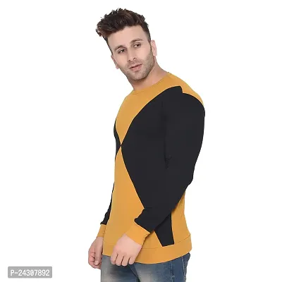 Stylish Multicoloured Cotton Blend Long Sleeves Solid T-Shirt For Men-thumb3