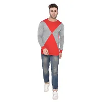 Stylish Multicoloured Cotton Blend Long Sleeves Solid T-Shirt For Men-thumb3