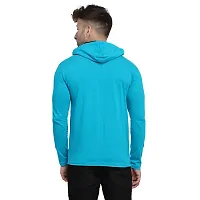 Stylish Cotton Blend Turquoise Solid Tees For Men-thumb1