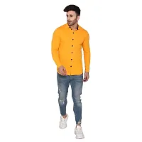 Stylish Yellow Cotton Blend Long Sleeves Regular Fit Casual Shirt For Men-thumb4