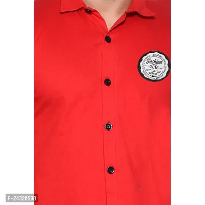 Stylish Red Cotton Blend Short Sleeves Regular Fit Casual Shirt For Men-thumb5