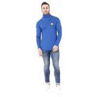 Stylish Blue Cotton Blend Long Sleeves Solid T-Shirt For Men-thumb3