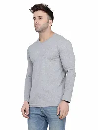 Stylish Cotton Blend Silver Solid Tees For Men-thumb2