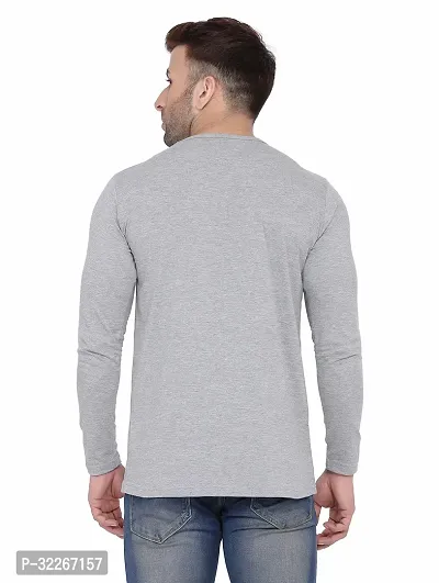 Stylish Cotton Blend Silver Solid Tees For Men-thumb2