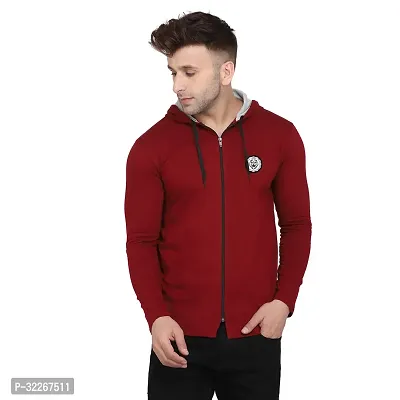 Stylish Cotton Blend Maroon Solid Tees For Men-thumb0