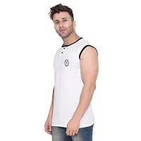 Stylish Cotton Blend White Solid Tees For Men-thumb2