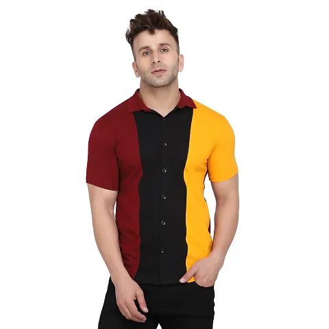 Stylish Cotton Blend Short Sleeves Regular Fit Casual Shirt For Men