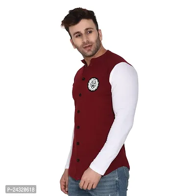 Stylish Maroon Cotton Blend Long Sleeves Regular Fit Casual Shirt For Men-thumb3