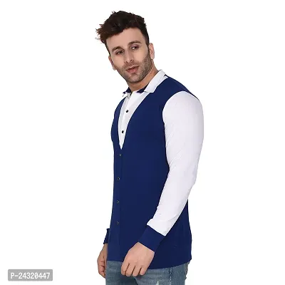 Stylish Blue Cotton Blend Long Sleeves Regular Fit Casual Shirt For Men-thumb3