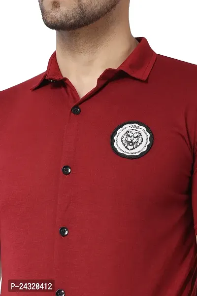 Stylish Maroon Cotton Blend Short Sleeves Regular Fit Casual Shirt For Men-thumb4