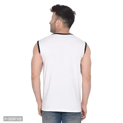 Stylish Cotton Blend White Solid Tees For Men-thumb2