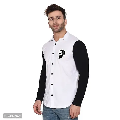 Stylish White Cotton Blend Long Sleeves Regular Fit Casual Shirt For Men-thumb3