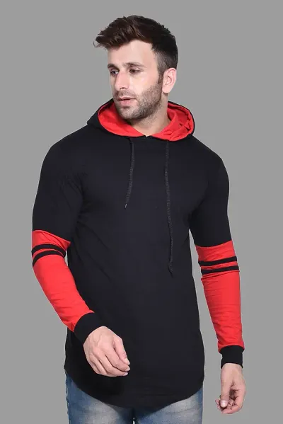 RiseMax Striped Cotton Blend M25 Full Sleeve Hoodie Regular Fit T-Shirt for Men