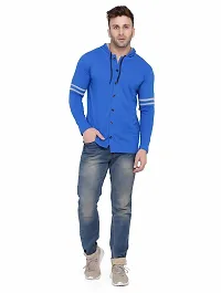 Stylish Blue Cotton Blend Hooded Tees For Men-thumb3