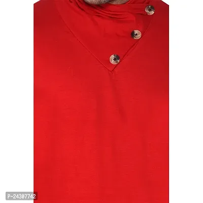 Stylish Red Cotton Blend Long Sleeves Solid T-Shirt For Men-thumb5