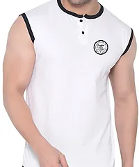 Stylish Cotton Blend White Solid Tees For Men-thumb4