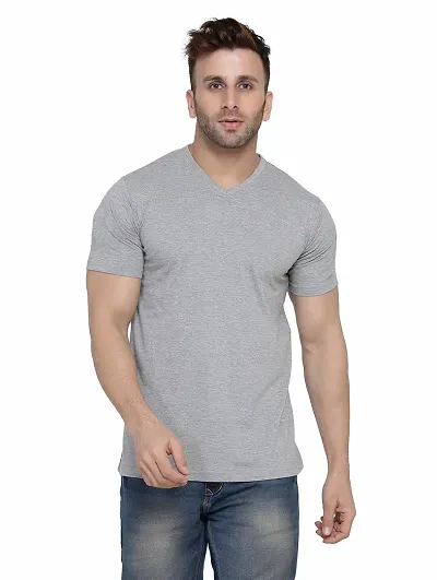 Stylish Solid V Neck T-shirt For Men