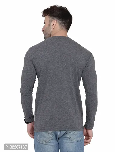 Stylish Cotton Blend Grey Solid Tees For Men-thumb2