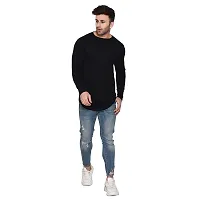 Stylish Black Cotton Blend Long Sleeves Solid T-Shirt For Men-thumb3