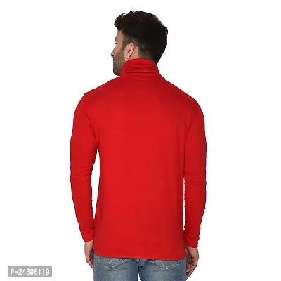 Stylish Red Cotton Blend Long Sleeves Solid T-Shirt For Men-thumb2