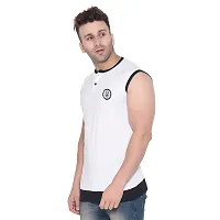 Stylish Cotton Blend White Solid Tees For Men-thumb2