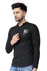 Stylish Black Cotton Blend Long Sleeves Regular Fit Casual Shirt For Men-thumb2