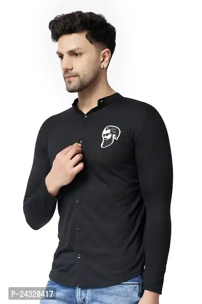 Stylish Black Cotton Blend Long Sleeves Regular Fit Casual Shirt For Men-thumb3