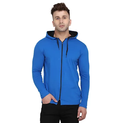 Stylish Blend Solid Long Sleeves Hoodies For Men