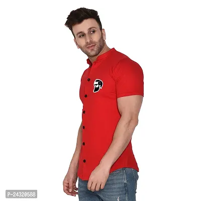 Stylish Red Cotton Blend Short Sleeves Regular Fit Casual Shirt For Men-thumb3