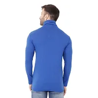 Stylish Blue Cotton Blend Long Sleeves Solid T-Shirt For Men-thumb1