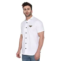 Stylish White Cotton Blend Solid Short Sleeves Shirt For Men-thumb2