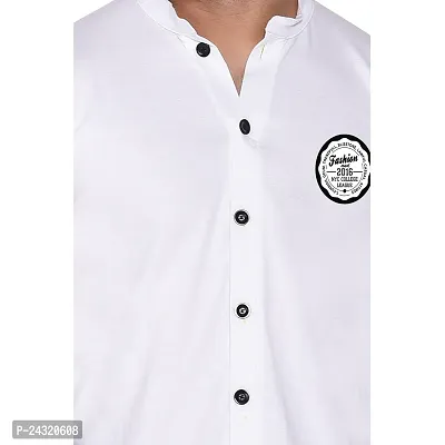 Stylish White Cotton Blend Long Sleeves Regular Fit Casual Shirt For Men-thumb5