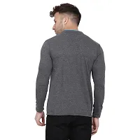 Stylish Grey Cotton Blend Long Sleeves Solid T-Shirt For Men-thumb1