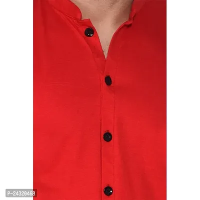 Stylish Red Cotton Blend Short Sleeves Regular Fit Casual Shirt For Men-thumb4