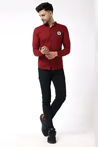 Stylish Maroon Cotton Blend Long Sleeves Regular Fit Casual Shirt For Men-thumb4