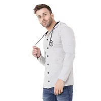 Trendy Silver Cotton Blend Solid Hoodies For Men-thumb2