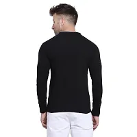 Stylish Black Cotton Blend Long Sleeves Solid T-Shirt For Men-thumb1