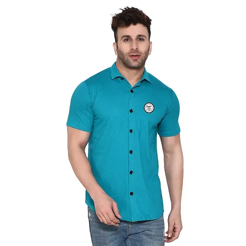 Tfurnish Blend Solid Short Sleeves Casual Shirts For Men