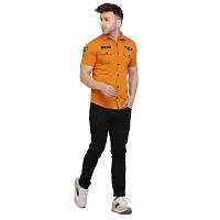 Stylish Mustard Cotton Blend Short Sleeves Regular Fit Casual Shirt For Men-thumb3