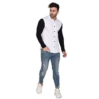 Stylish White Cotton Blend Long Sleeves Regular Fit Casual Shirt For Men-thumb4