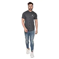 Stylish Grey Cotton Blend Short Sleeves Regular Fit Casual Shirt For Men-thumb3