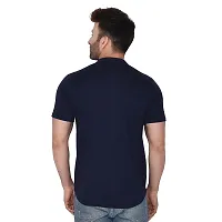 Stylish Navy Blue Cotton Blend Short Sleeves Regular Fit Casual Shirt For Men-thumb1