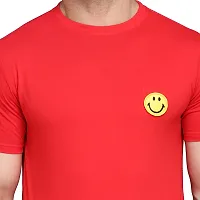 Stylish Red Cotton Blend Short Sleeves Solid T-Shirt For Men-thumb4