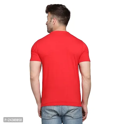 Stylish Red Cotton Blend Short Sleeves Solid T-Shirt For Men-thumb2