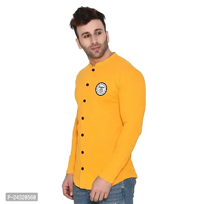 Stylish Yellow Cotton Blend Long Sleeves Regular Fit Casual Shirt For Men-thumb3