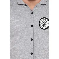 Stylish Silver Cotton Blend Short Sleeves Regular Fit Casual Shirt For Men-thumb4