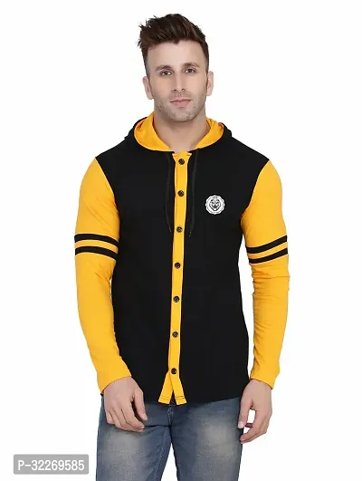 Stylish Multicoloured Cotton Blend Hooded Tees For Men-thumb0